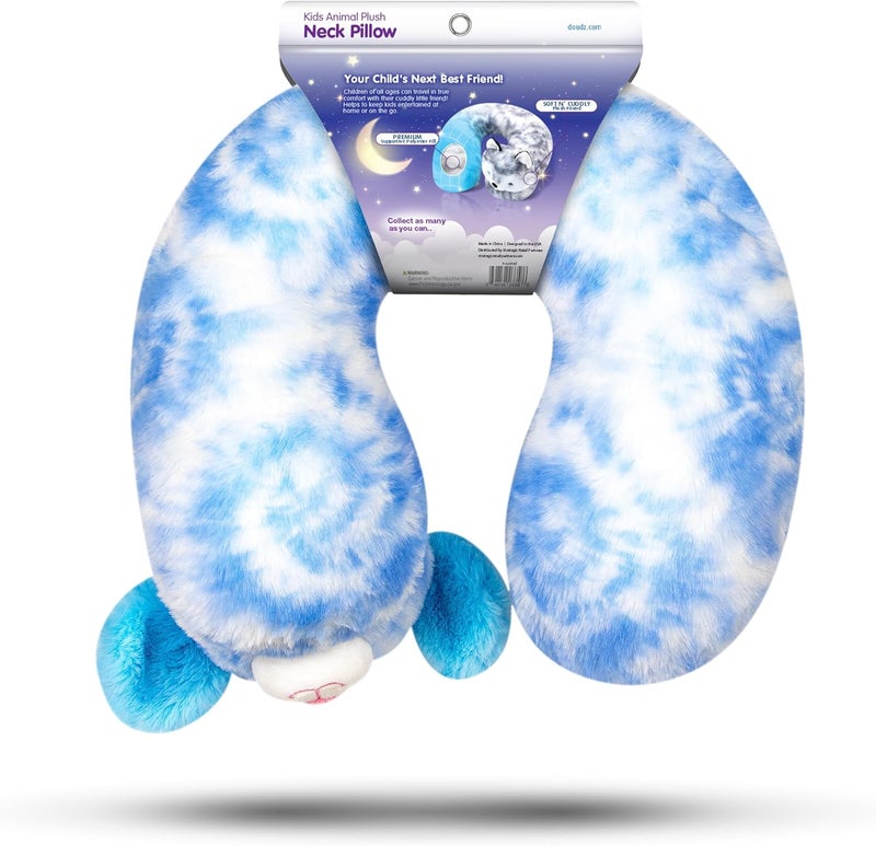Cloudz Kids Super Soft N' Cuddly Animal Airplane Travel Neck Pillow! Keep Children Comfy and Supported with a Buddy While Traveling or just Resting at Home - Blue Dog - Image 4